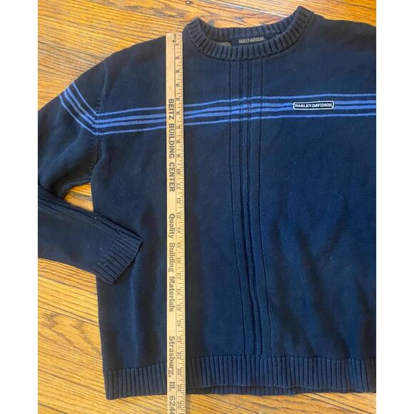 Harley Davidson Sweater Mens XL Navy Blue Stripe - Picture 6 of 9